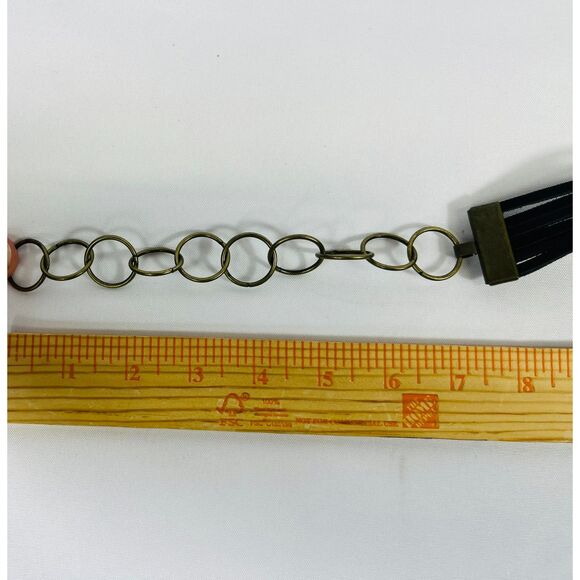 1980's Concho Leather Beaded Wide Belt Medium Chain - Picture 6 of 7